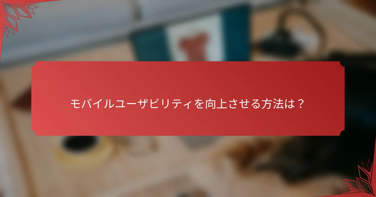 モバイルユーザビリティを向上させる方法は？