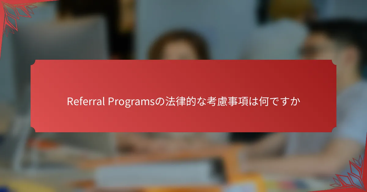 Referral Programsの法律的な考慮事項は何ですか