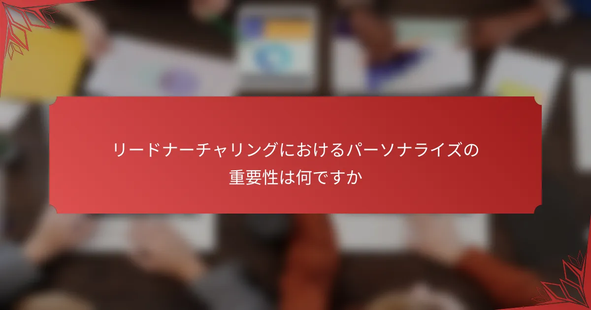 リードナーチャリングにおけるパーソナライズの重要性は何ですか
