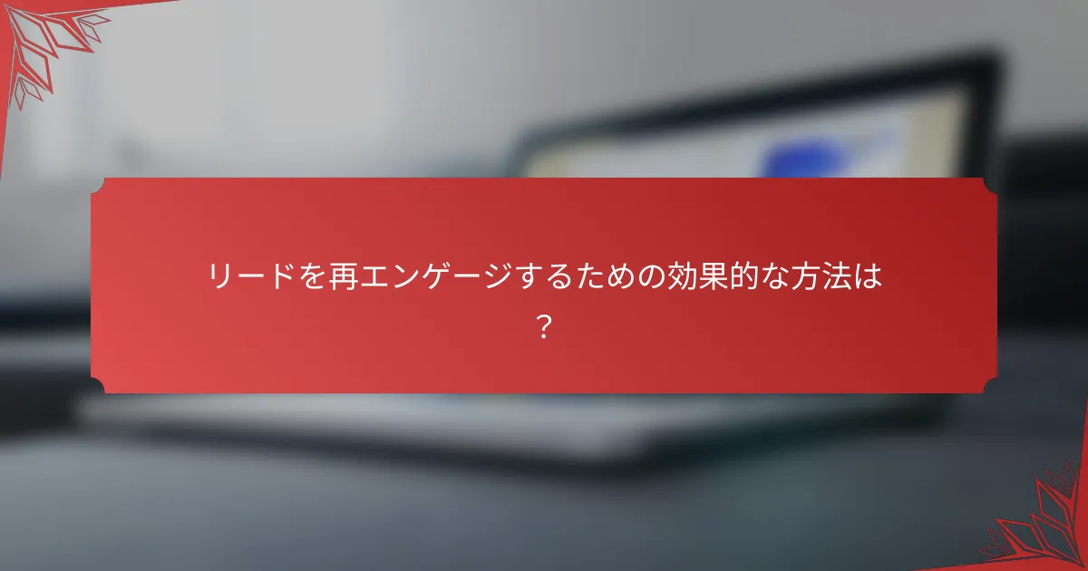 リードを再エンゲージするための効果的な方法は？